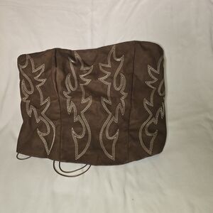 Elegant Brown Embroidered Women's Blouse